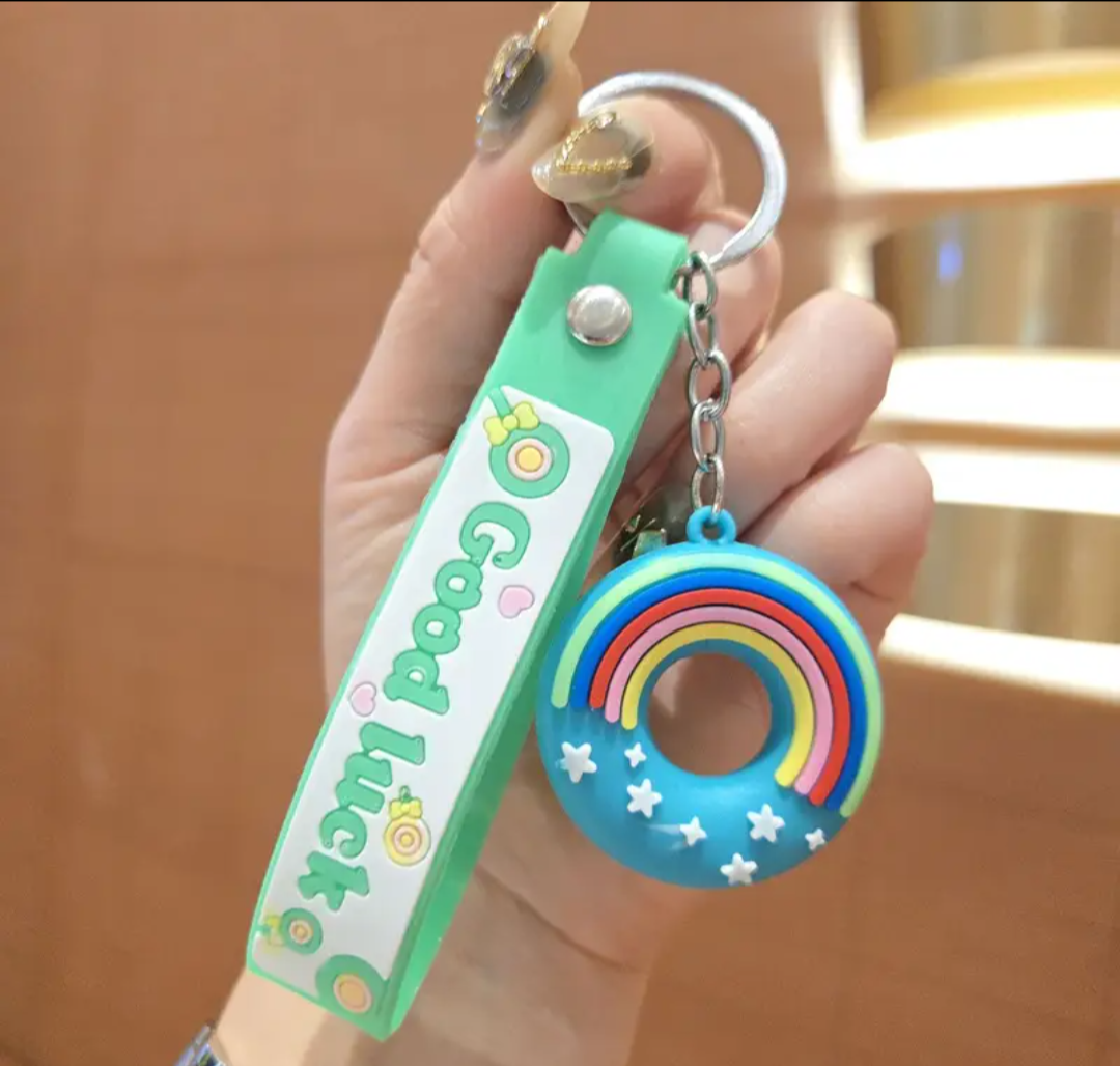 Good Luck Rainbow Donut Keychains