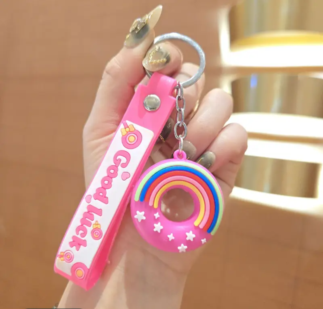 Good Luck Rainbow Donut Keychains