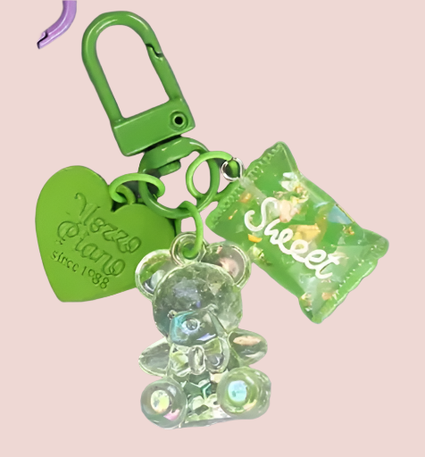 Cartoon Bling Heart Bear Animal Candy Keychain