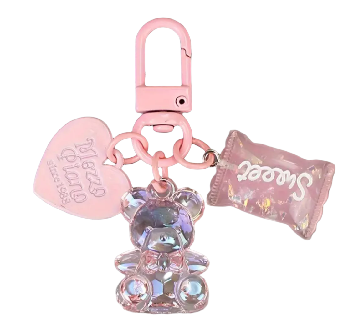 Cartoon Bling Heart Bear Animal Candy Keychain