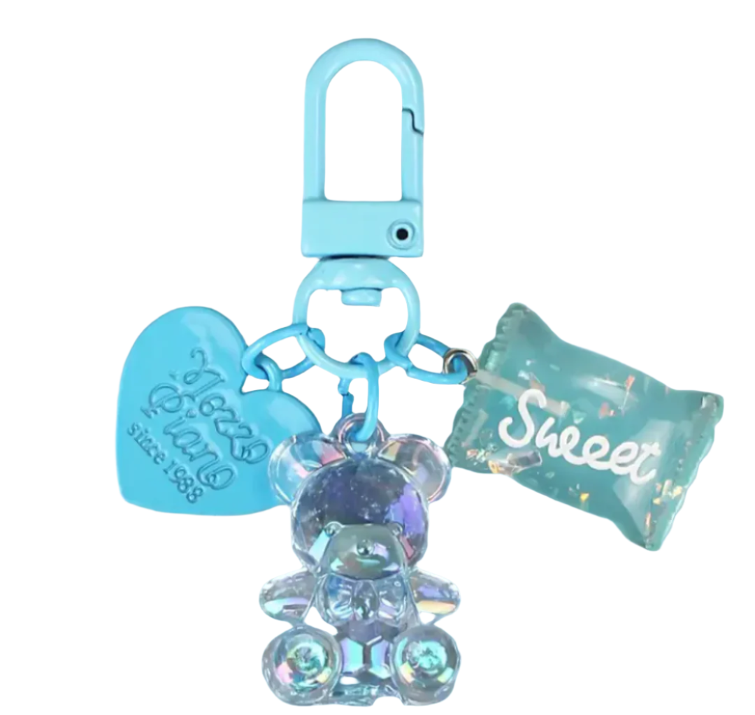 Cartoon Bling Heart Bear Animal Candy Keychain