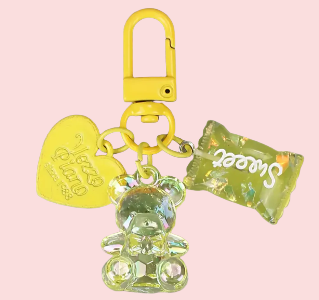 Cartoon Bling Heart Bear Animal Candy Keychain
