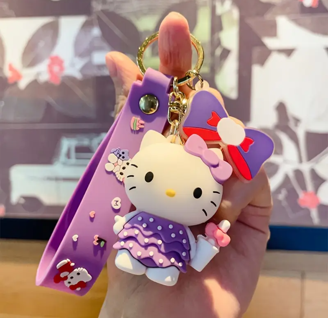 Hello Kitty Bow Cartoon Character Keychain