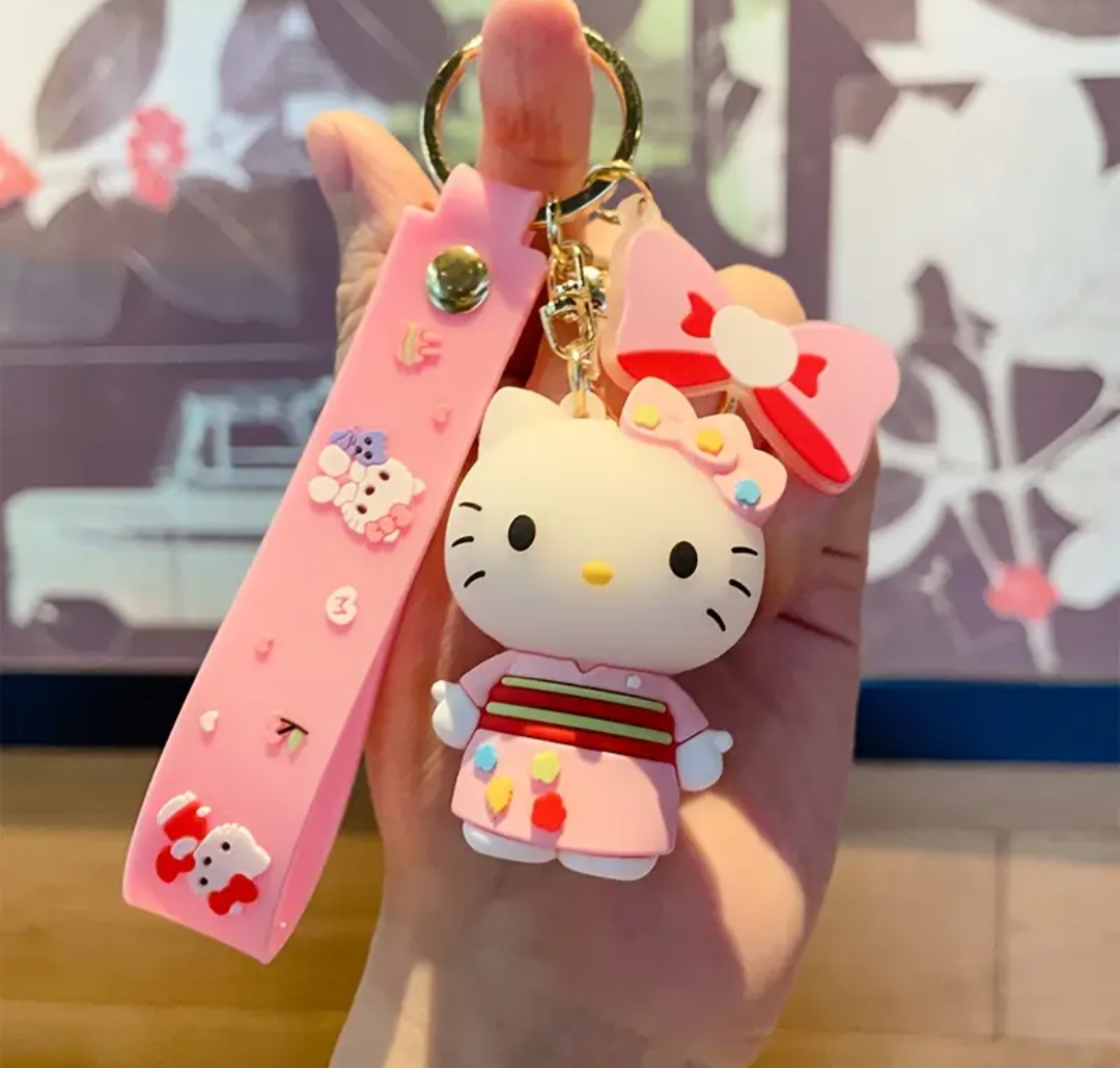 Hello Kitty Bow Cartoon Character Keychain