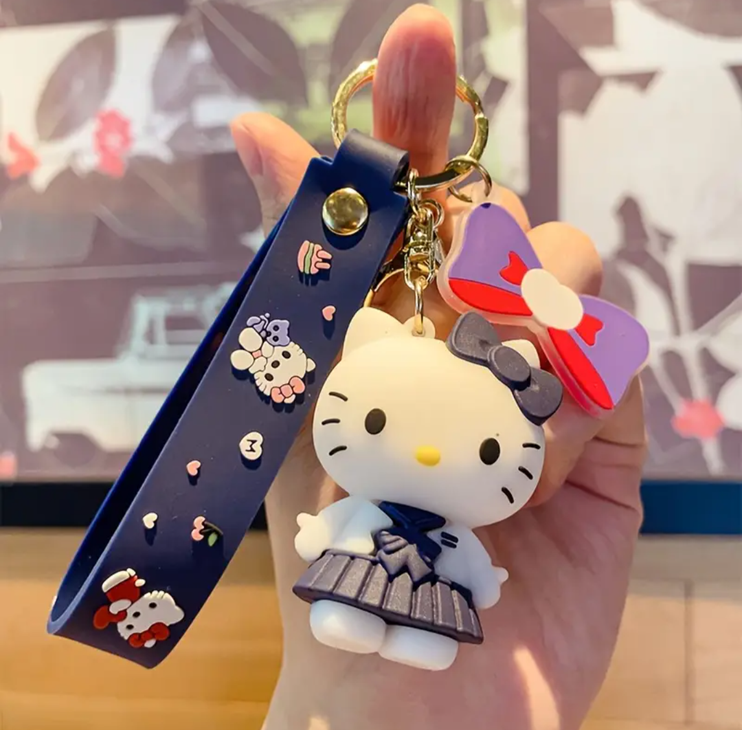 Hello Kitty Bow Cartoon Character Keychain