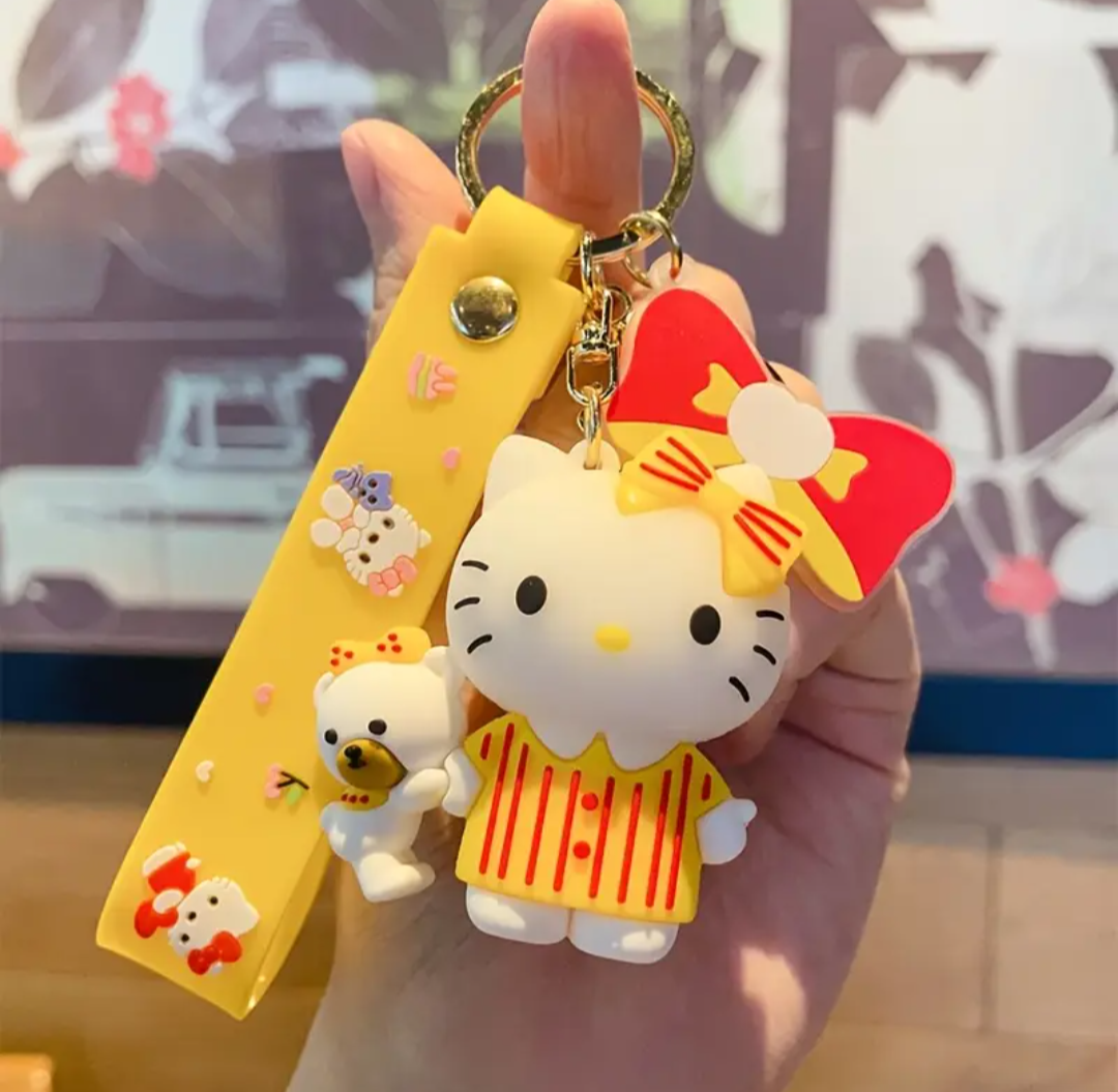 Hello Kitty Bow Cartoon Character Keychain