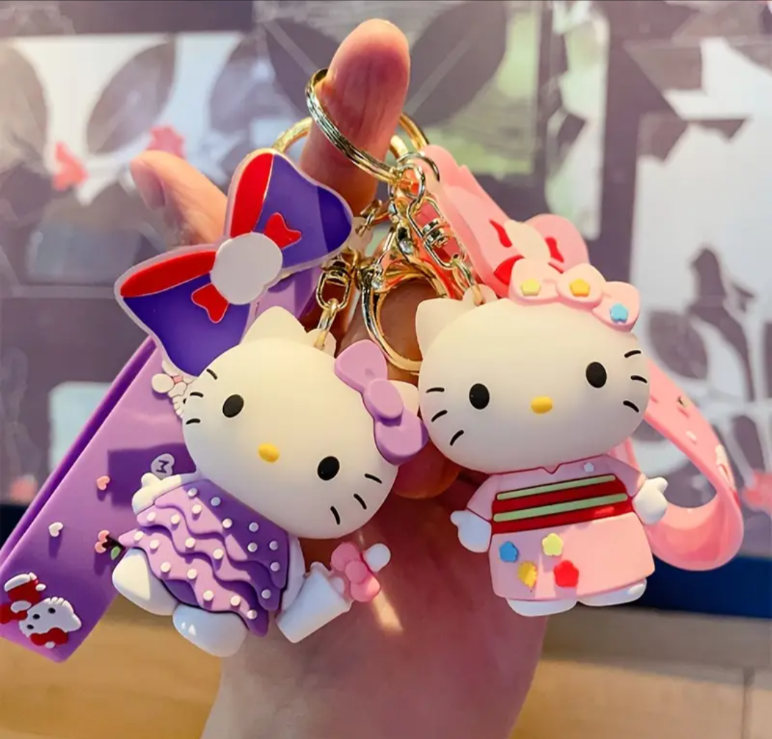 Hello Kitty Bow Cartoon Character Keychain