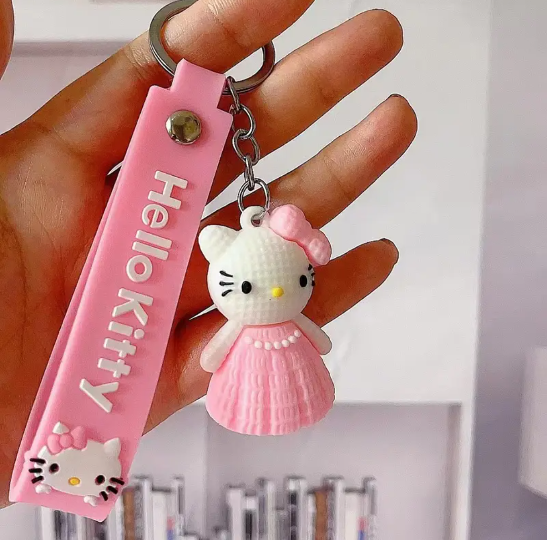 Cute Cartoon Hello Kitty with Dress Keychain