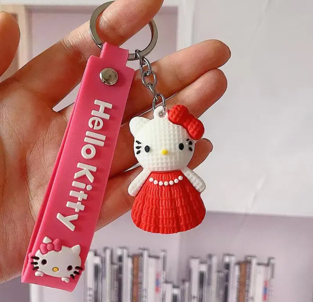 Cute Cartoon Hello Kitty with Dress Keychain
