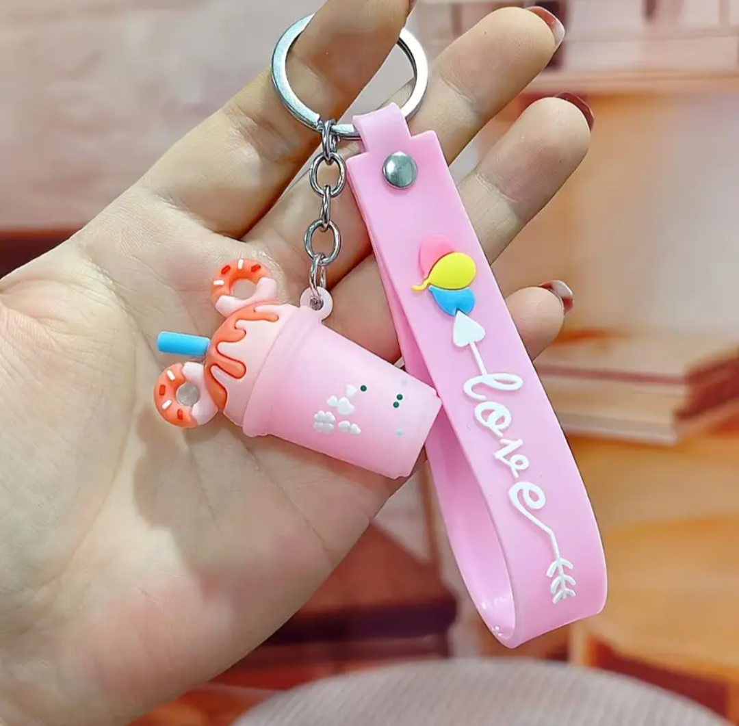 Love Milk Tea Donnut Keychain