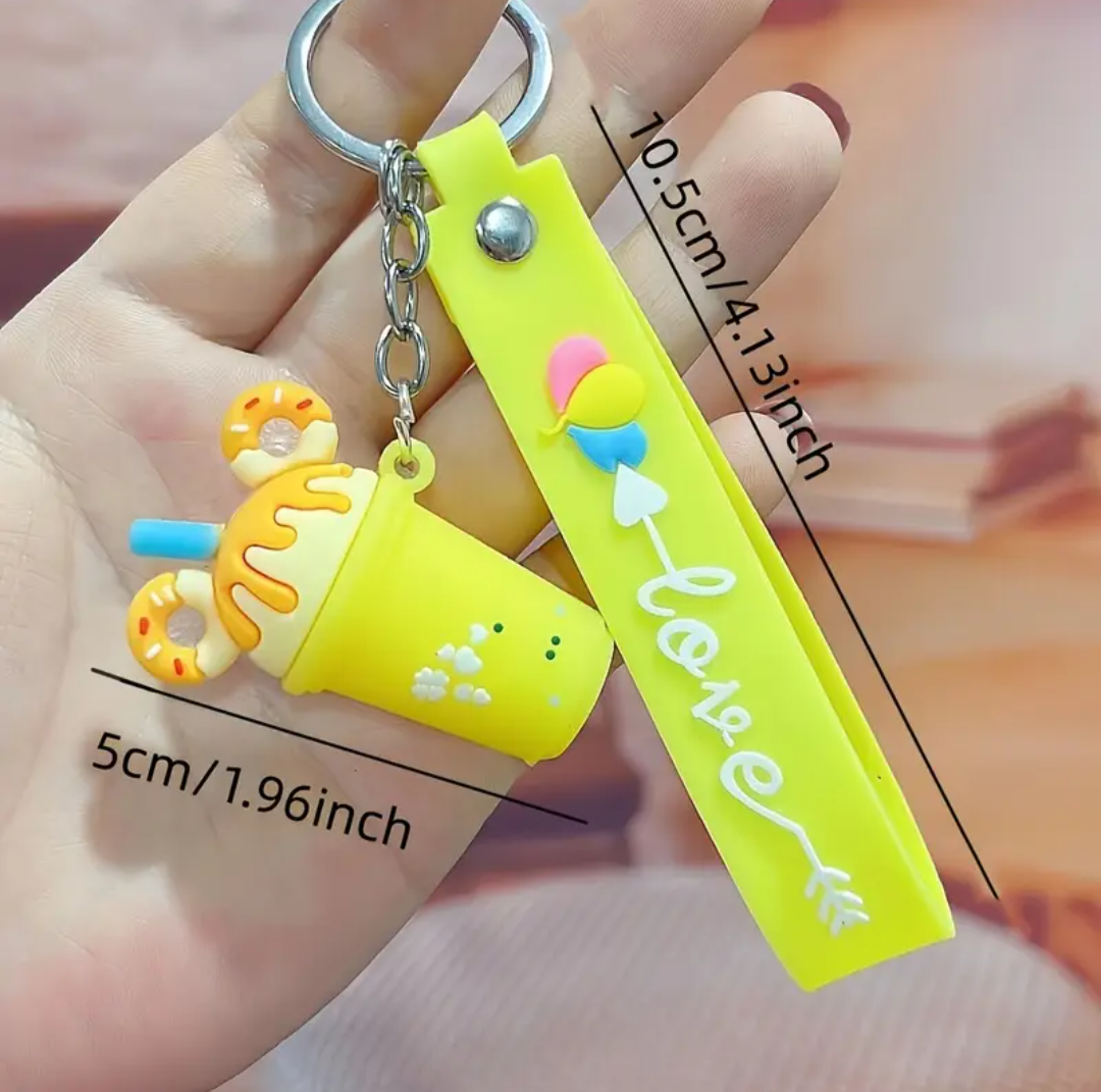 Love Milk Tea Donnut Keychain