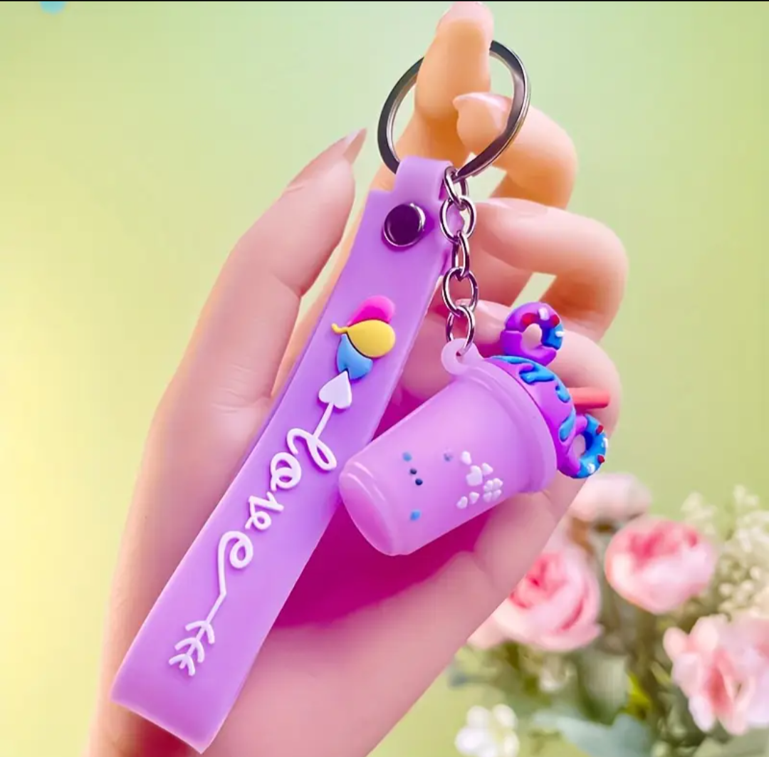 Love Milk Tea Donnut Keychain