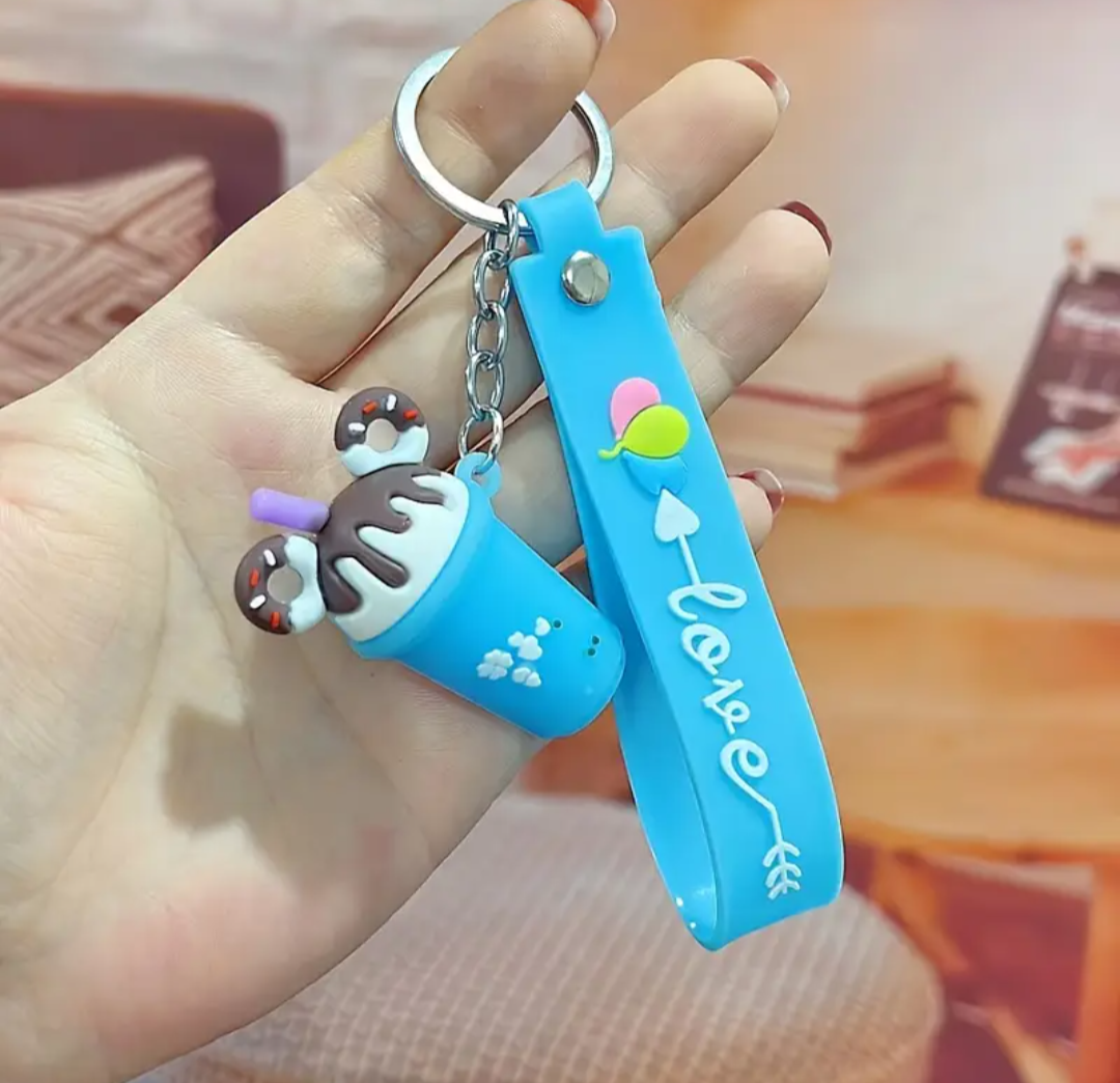 Love Milk Tea Donnut Keychain