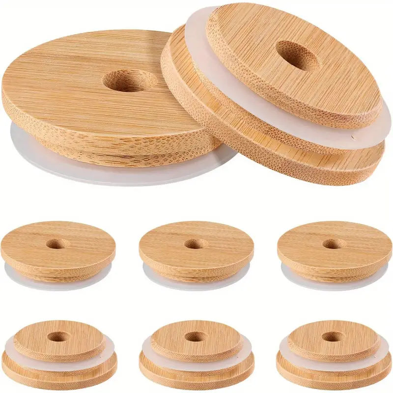 Bamboo Lids for Beer Can Glass, Glass Can Lids
