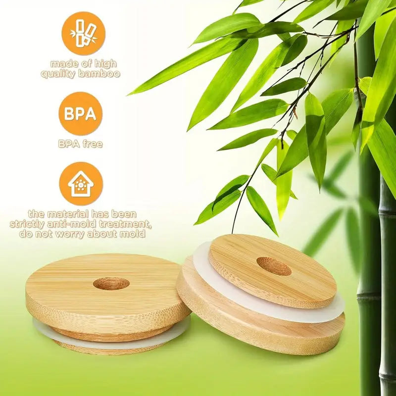 Bamboo Lids for Beer Can Glass, Glass Can Lids