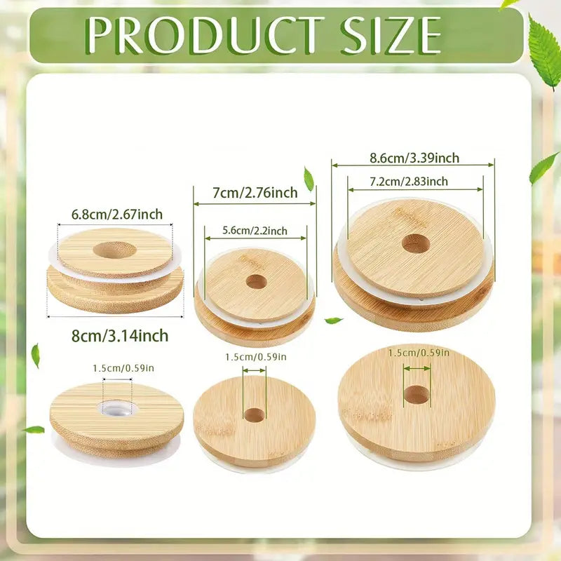 Bamboo Lids for Beer Can Glass, Glass Can Lids