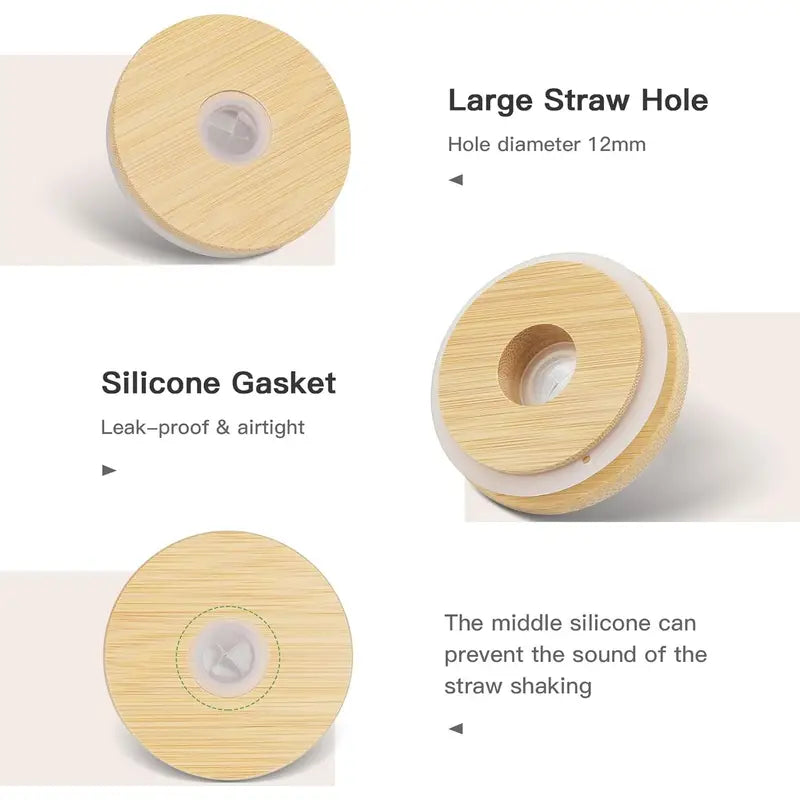 Bamboo Lids for Beer Can Glass, Glass Can Lids