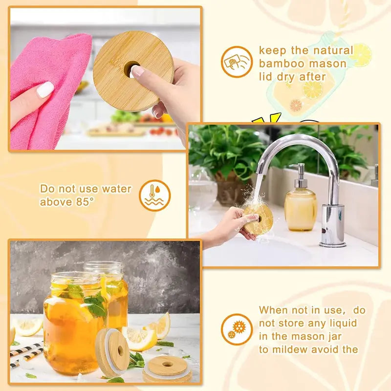 Bamboo Lids for Beer Can Glass, Glass Can Lids