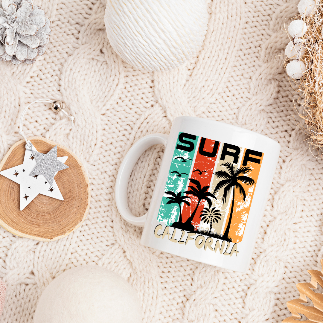 Cozy Mug Combo Surf California Ceramic Mug and Coaster Set