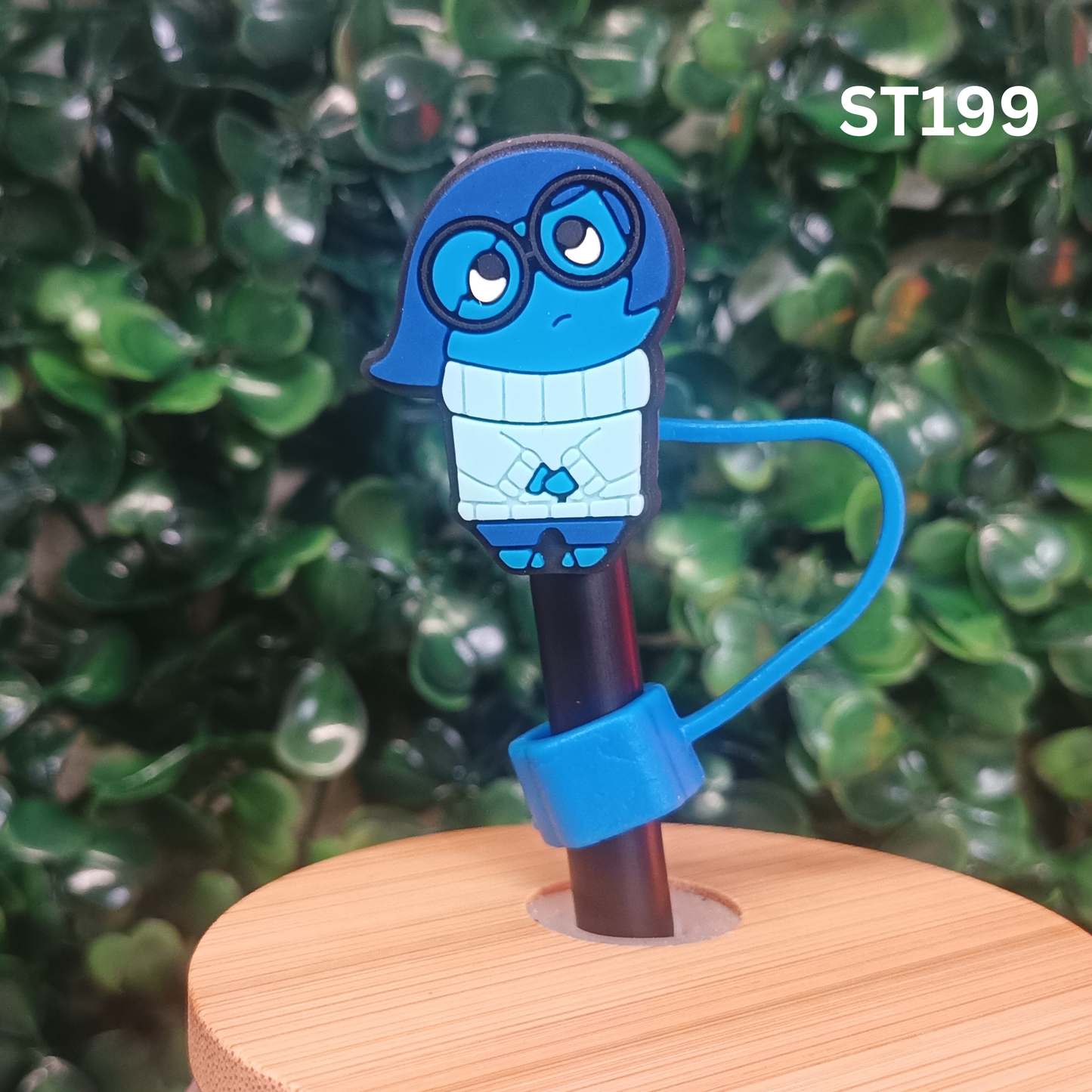Sadness Inside Out Straw Topper 10mm - Cute Silicone Straw Cover for Stanley Cup