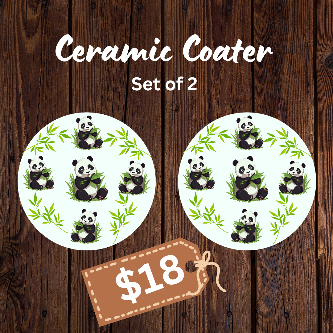 Set of 2 Ceramic Panda Coasters – Cute & Practical