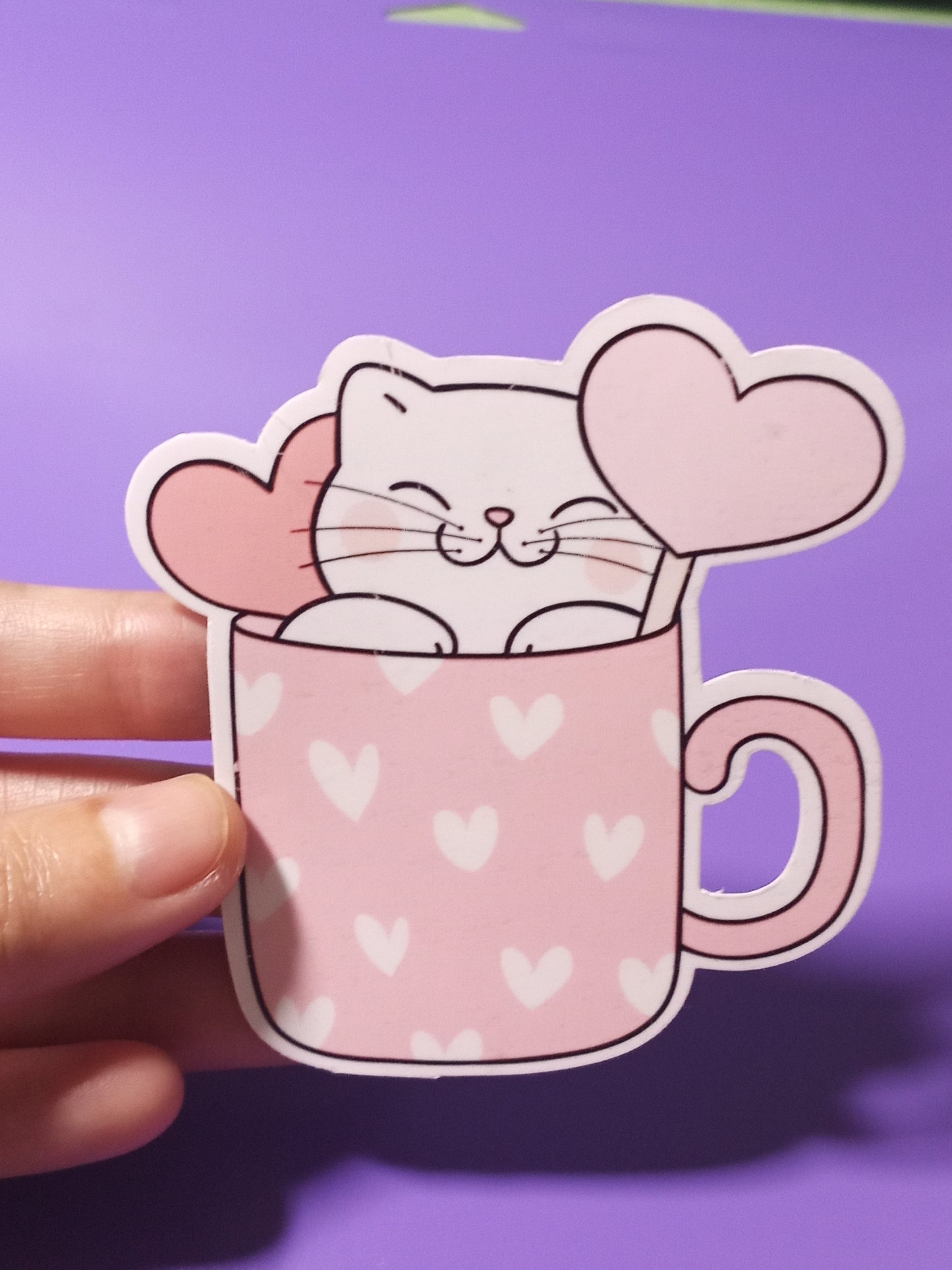 Cute Cat in Heart Waterproof Vinyl Sticker 3 Inch Durable Decal for Laptops, Water Bottles, Phones