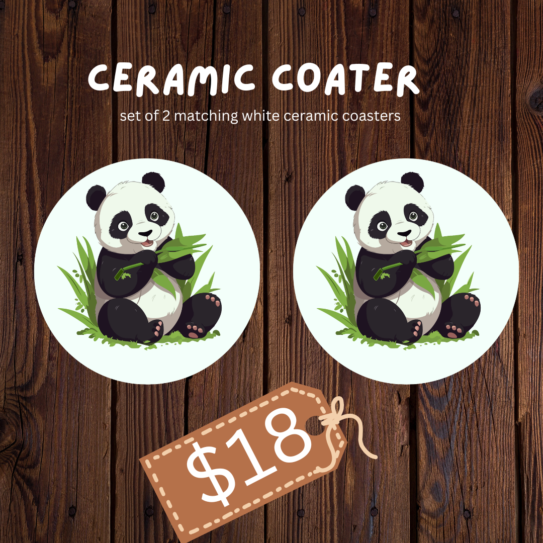Set of 2 Ceramic Panda Coasters – Cute & Practical