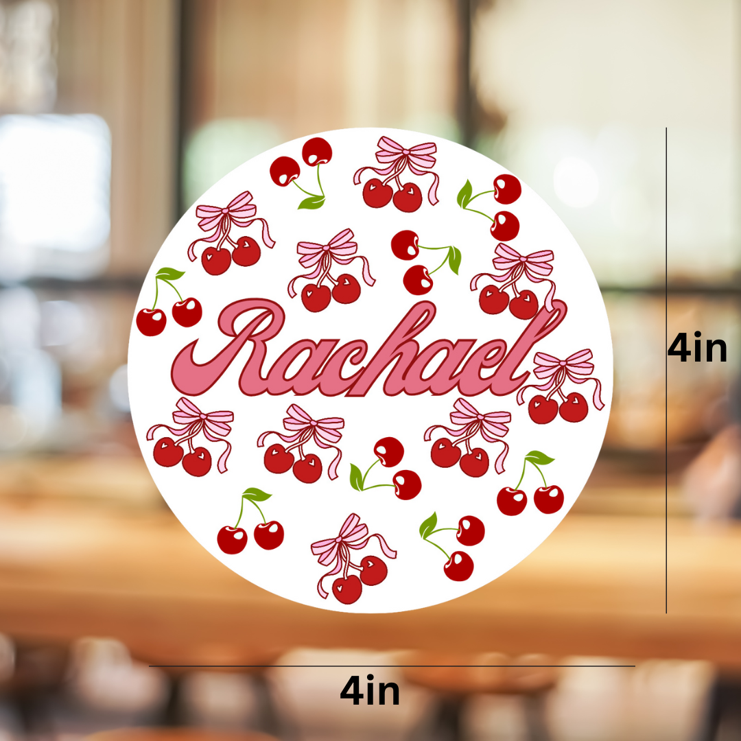 Personalized Cherry Glass Can Cup 16oz & 20oz Custom Name with Lid, Straw & Coaster