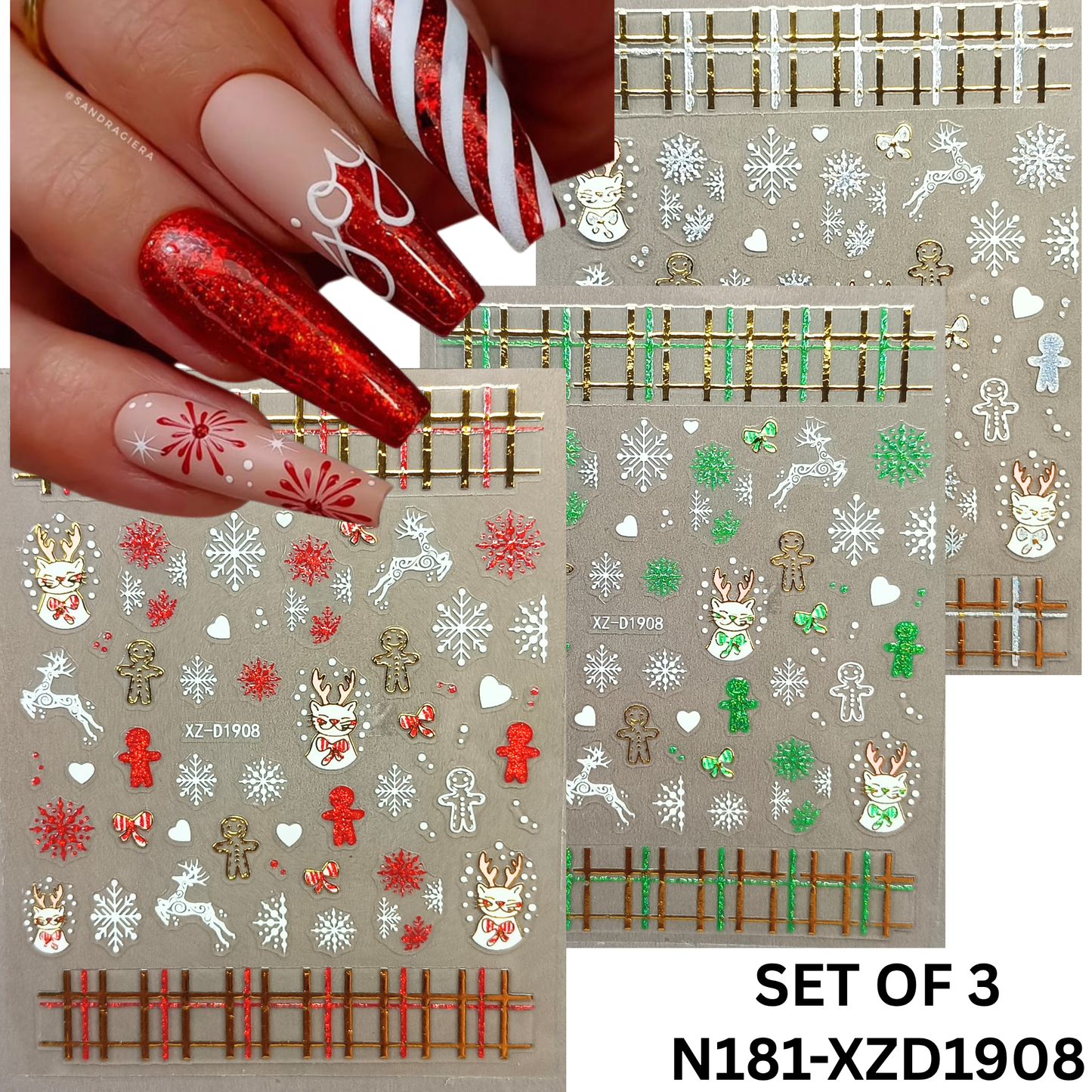 Christmas Nail Decals – Fun Holiday Reindeer Nail Decorations