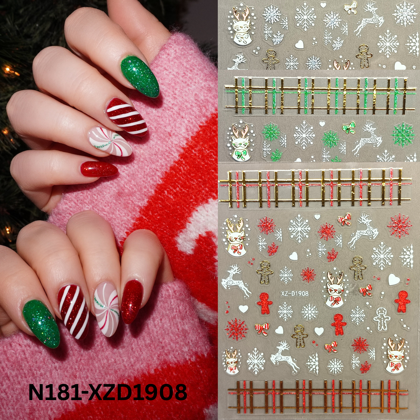 Christmas Nail Decals – Fun Holiday Reindeer Nail Decorations