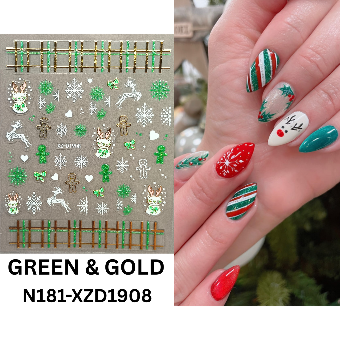 Christmas Nail Decals – Fun Holiday Reindeer Nail Decorations