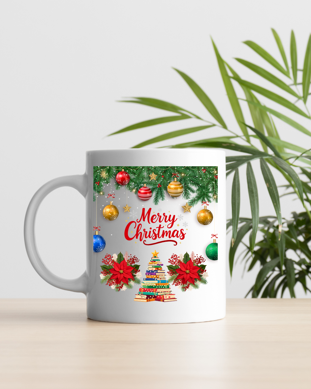 Merry Christmas Ceramic Mug – 12oz Holiday Coffee Cup – Festive Gift