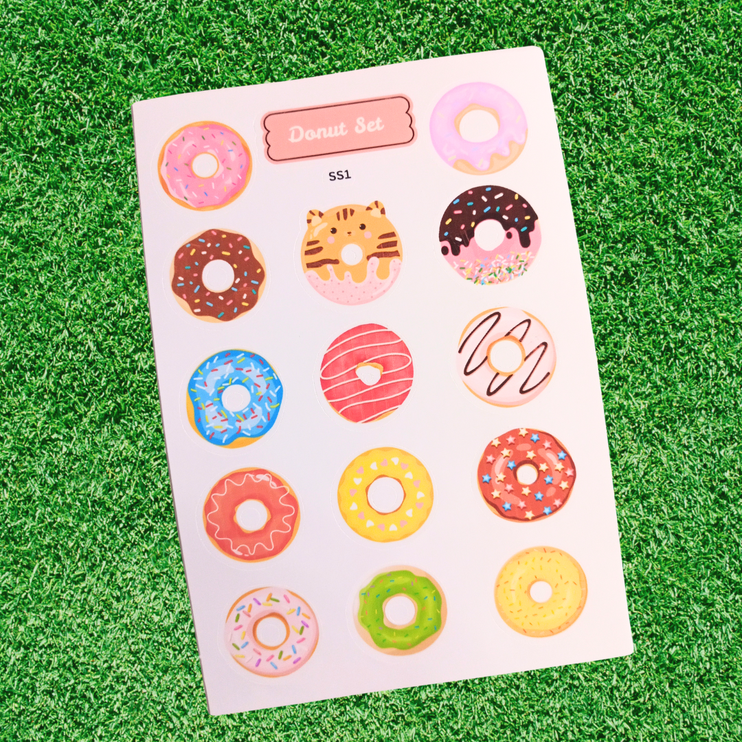 Handmade Donut Sticker Sheet, Cute & Colorful Bakery, Themed Stickers