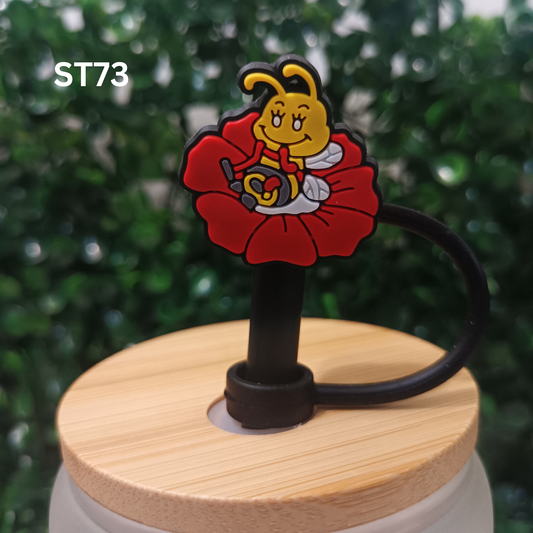 Bee on Flower Straw Topper 10mm – Cute & Nature-Inspired Drink Straw Decoration