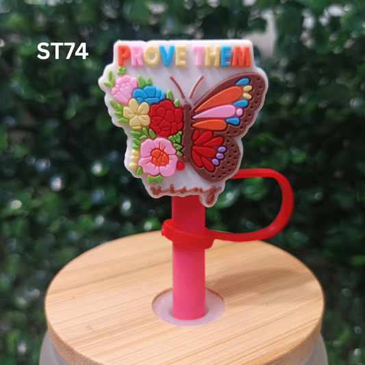 Floral Butterfly Straw Topper – Silicone – 10mm Fit
