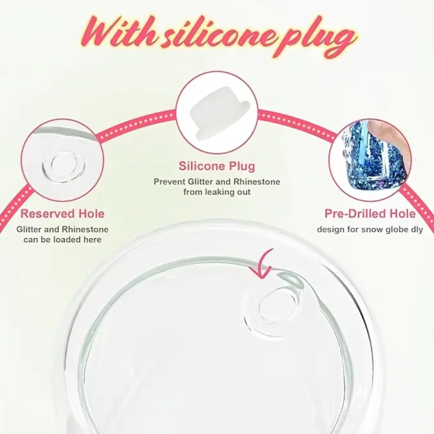 Set Of 5 Double Wall Snow Globe Tumbler Plastic Can Cup Lid Straw Glitter Shimmer Travel Mug