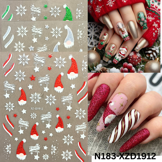 Festive Winter Snowflake Nail Design,Christmas Nail Decals