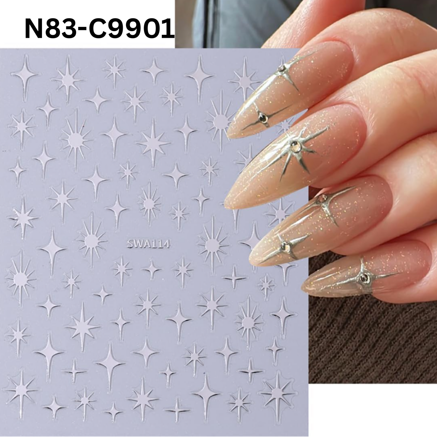 3D Star Nail Stickers-Design Decals for Nails, Nail Art Design Decoration Accessories