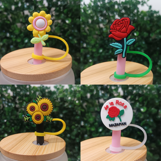 Cute Flower Straw Topper  8mm Silicone Tumbler Accessory