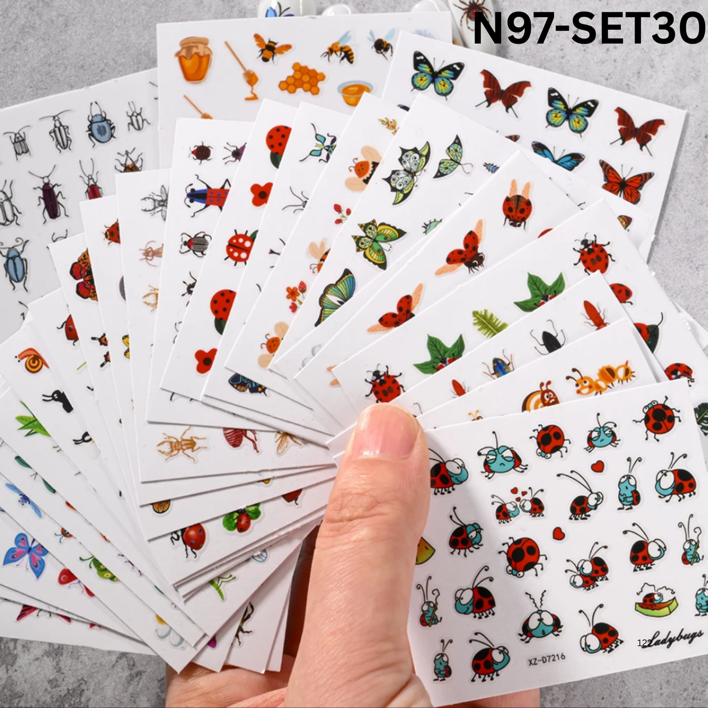 30 Sheets Butterfly Nail Art Stickers Decals 3D Self-Adhesive Summer Small Insects Nail Decal Nail Art