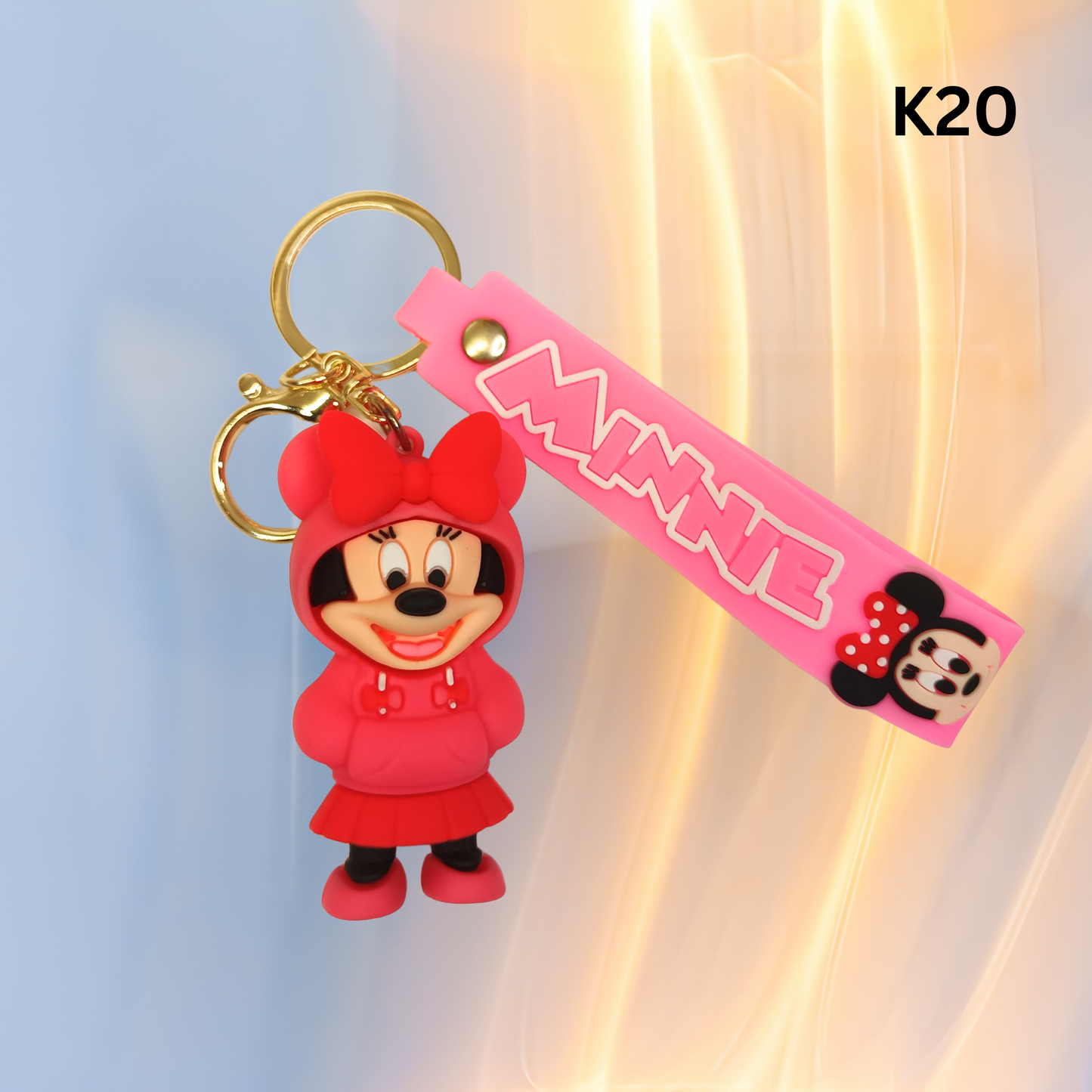 Cute Red Hoodie Cartoon Mouse Keychain Rubber Pendant Wrist Strap Bag Charm Key Ring