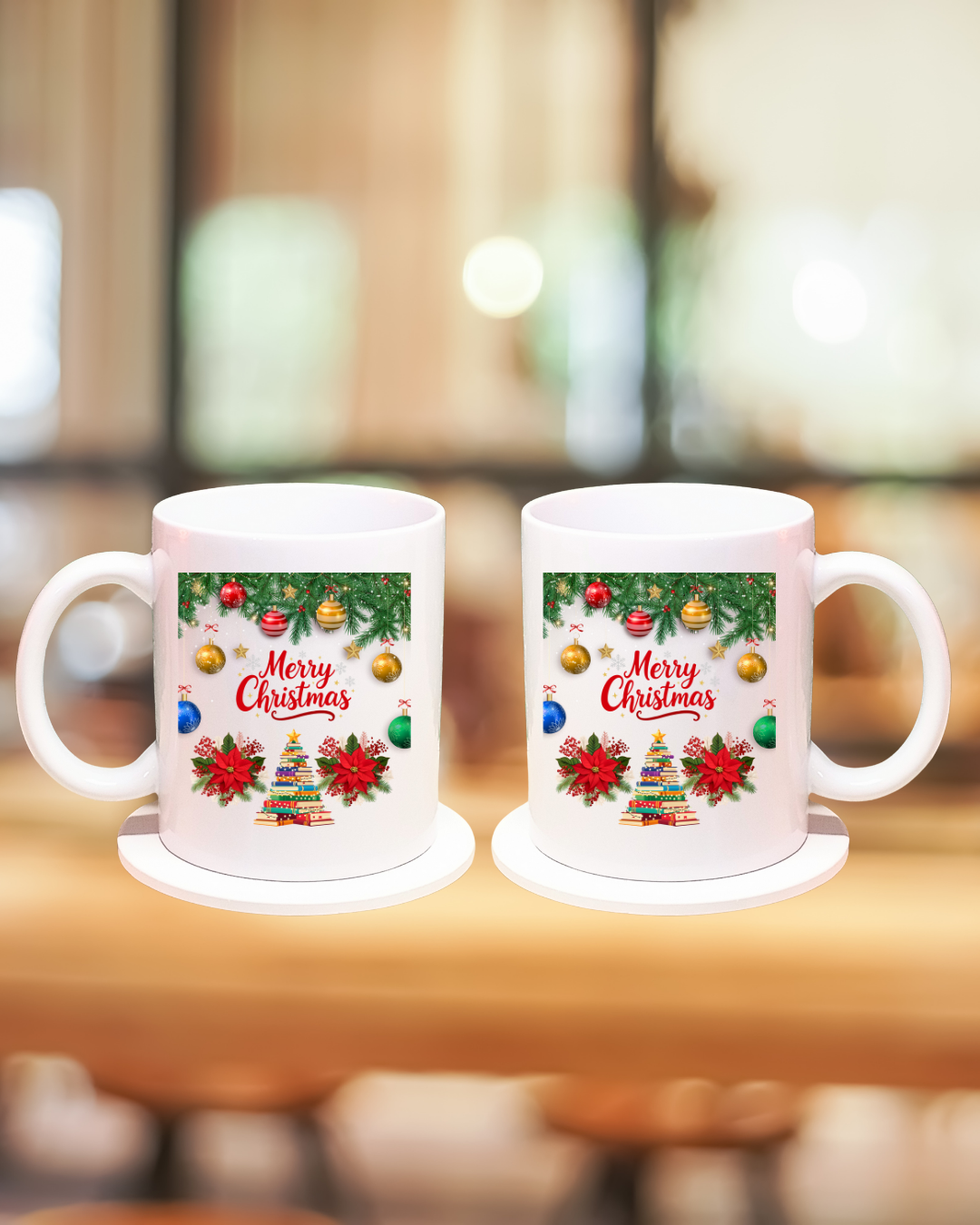 Merry Christmas Ceramic Mug – 12oz Holiday Coffee Cup – Festive Gift