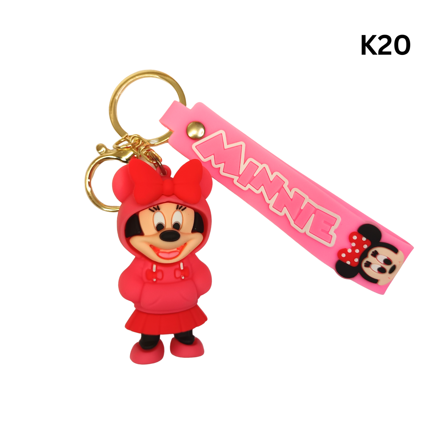 Cute Red Hoodie Cartoon Mouse Keychain Rubber Pendant Wrist Strap Bag Charm Key Ring
