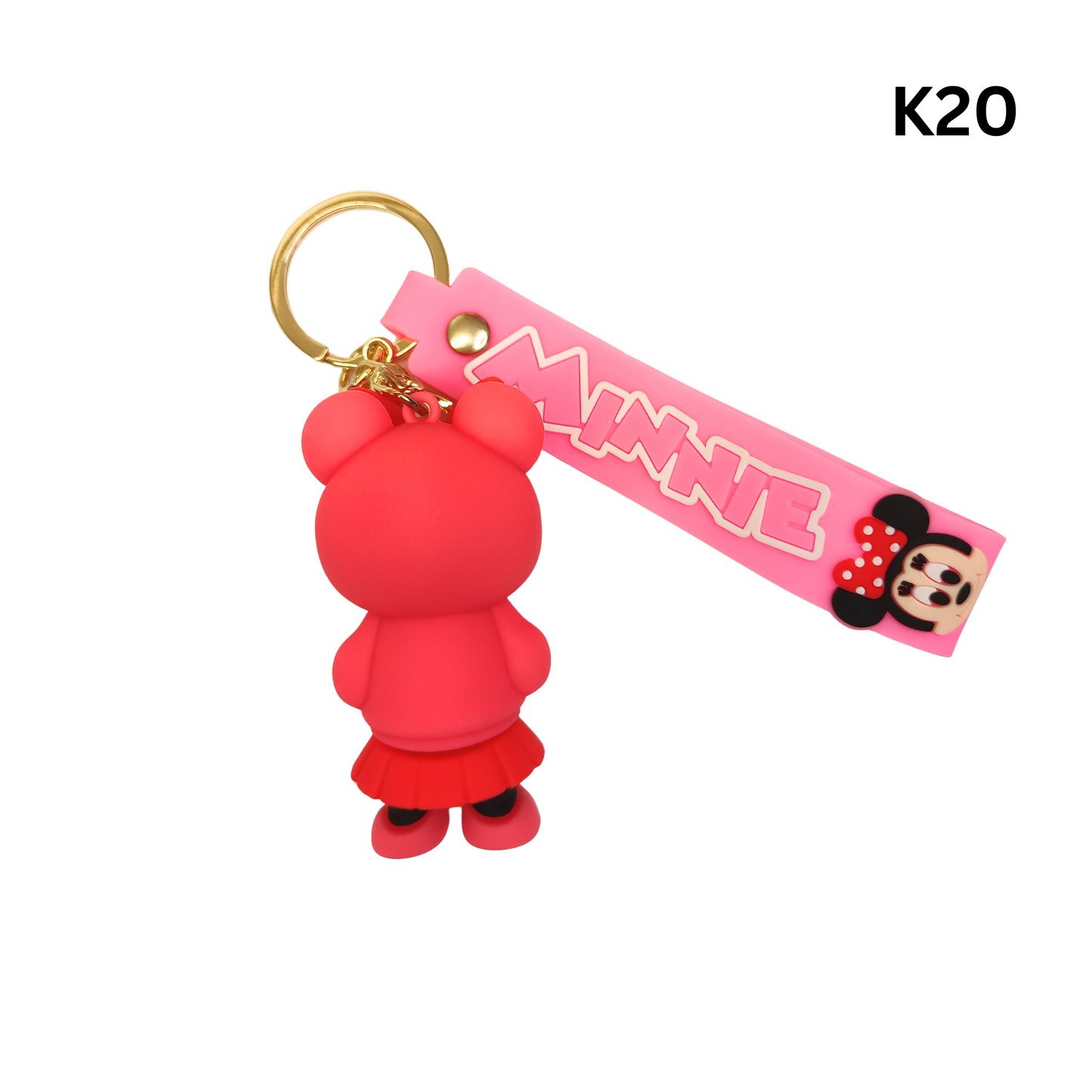 Cute Red Hoodie Cartoon Mouse Keychain Rubber Pendant Wrist Strap Bag Charm Key Ring