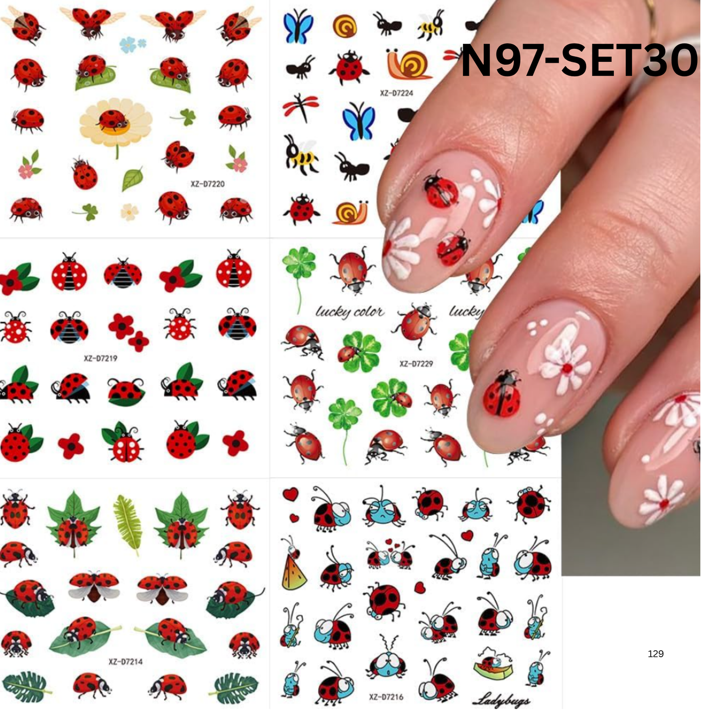 30 Sheets Butterfly Nail Art Stickers Decals 3D Self-Adhesive Summer Small Insects Nail Decal Nail Art