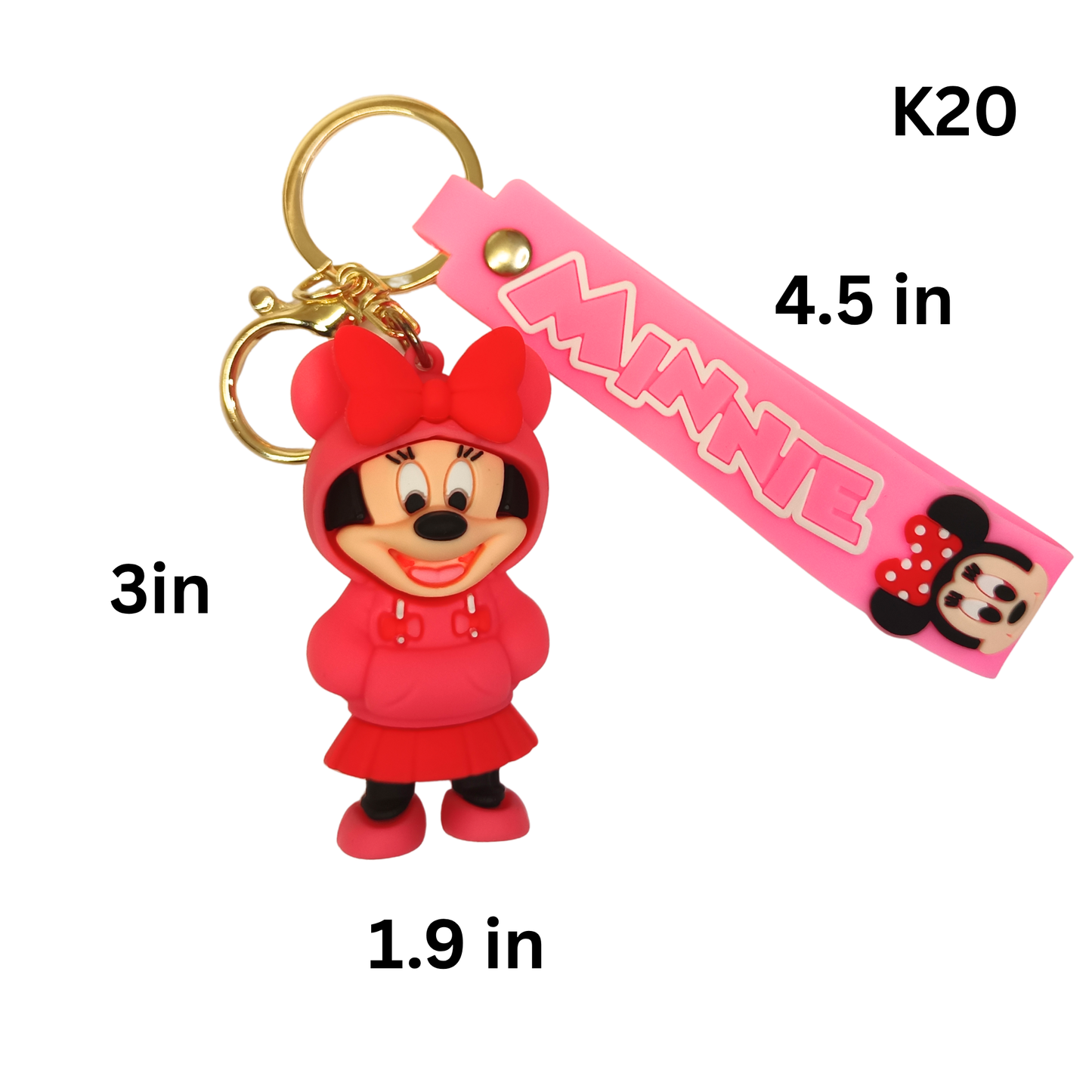 Cute Red Hoodie Cartoon Mouse Keychain Rubber Pendant Wrist Strap Bag Charm Key Ring