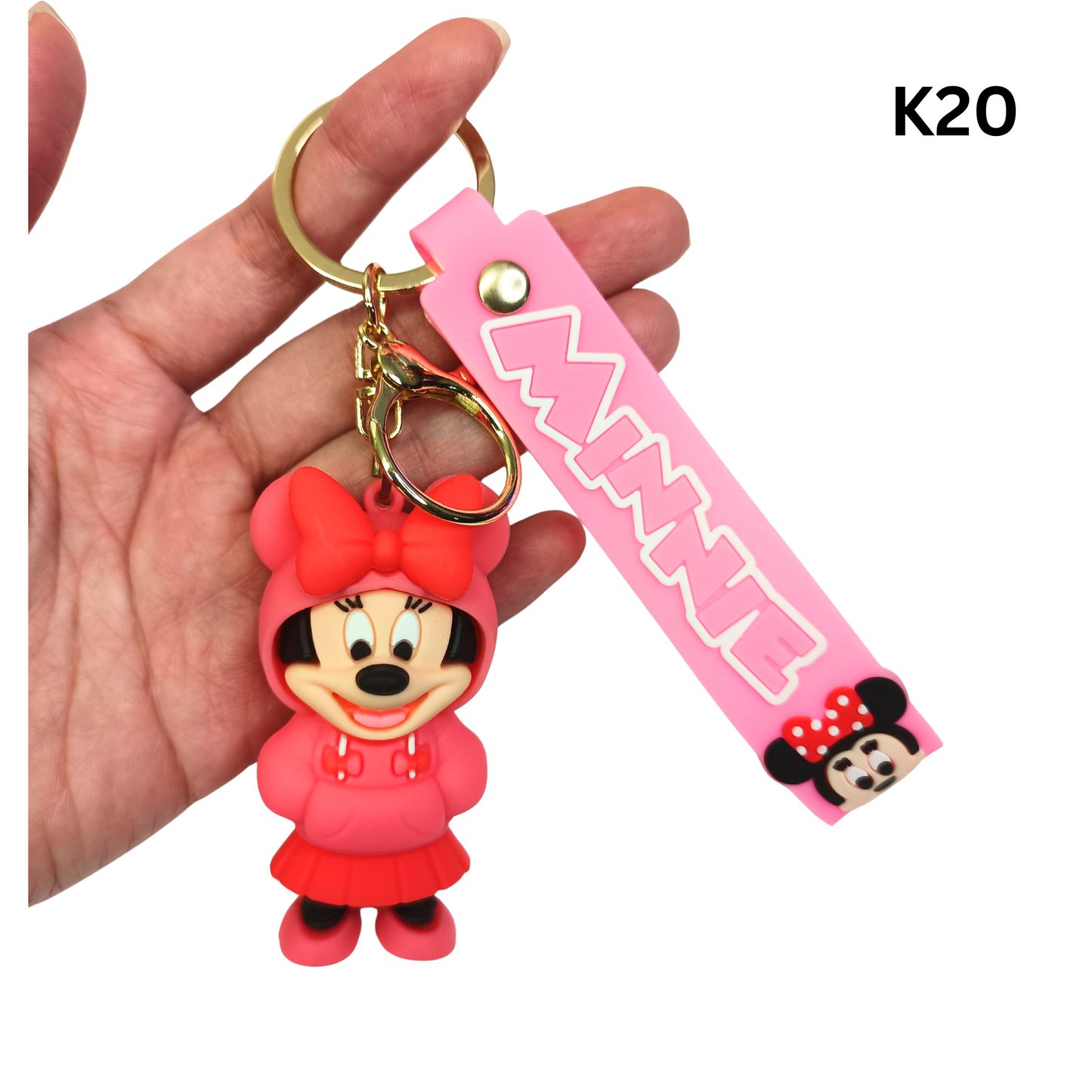 Cute Red Hoodie Cartoon Mouse Keychain Rubber Pendant Wrist Strap Bag Charm Key Ring