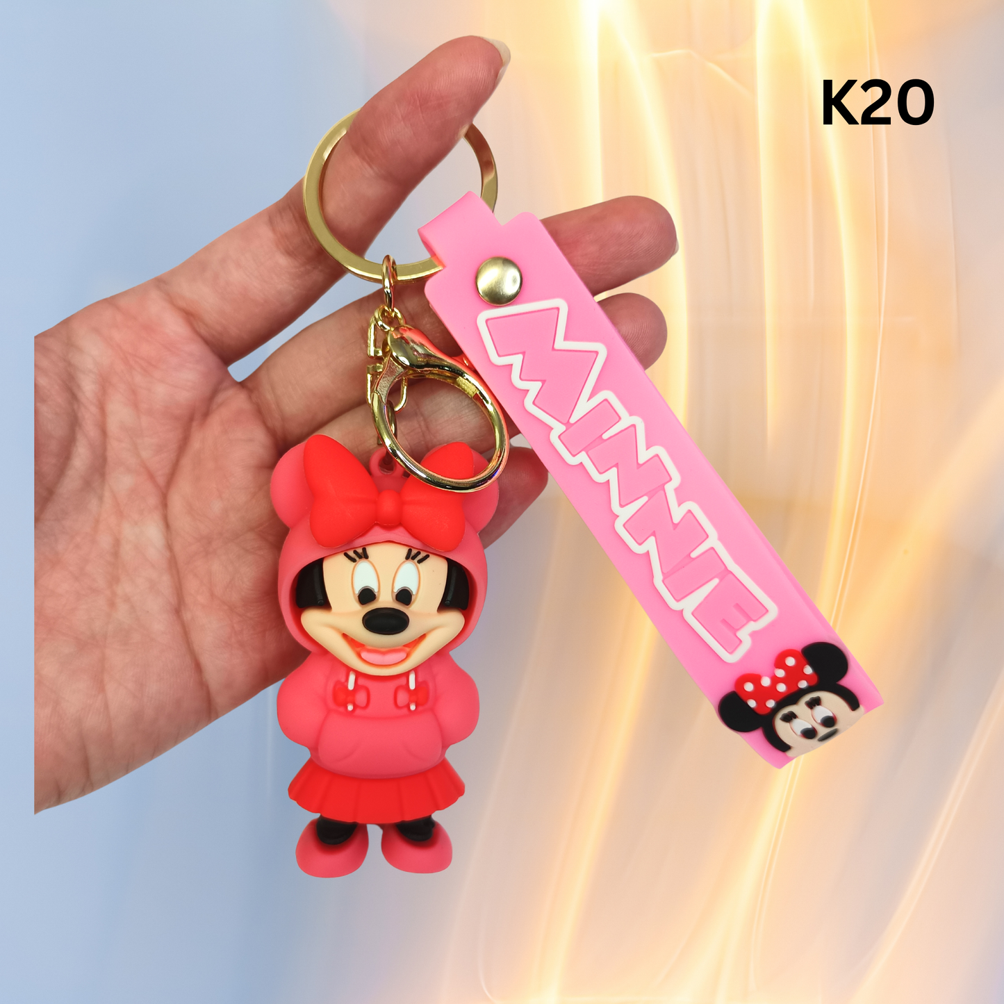Cute Red Hoodie Cartoon Mouse Keychain Rubber Pendant Wrist Strap Bag Charm Key Ring