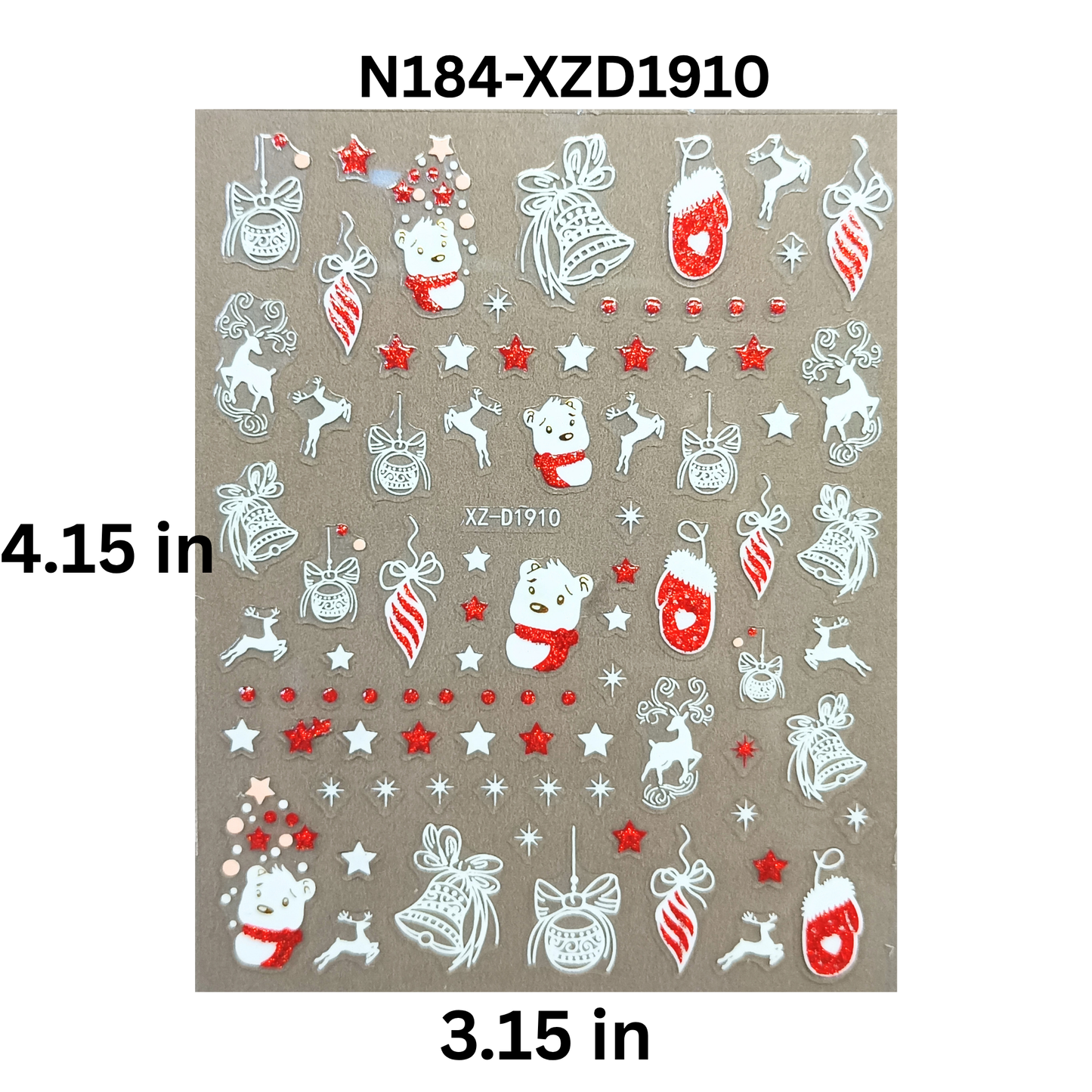 Holiday Nail Stickers – Reindeer & Winter Snowflake Design