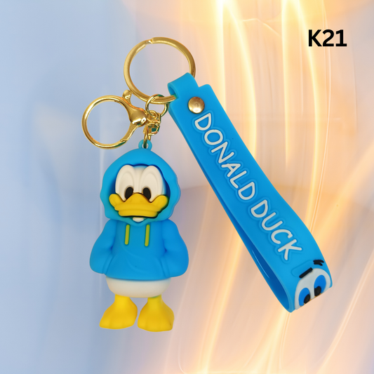 Cute Blue Hoodie Cartoon Duck Keychain Rubber Pendant Wrist Strap Bag Charm Key Ring
